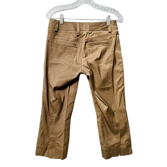 Cache Brown Front Pocket Pure Linen Cropped Capri Pants Womens Size 2 - Picture 2 of 6